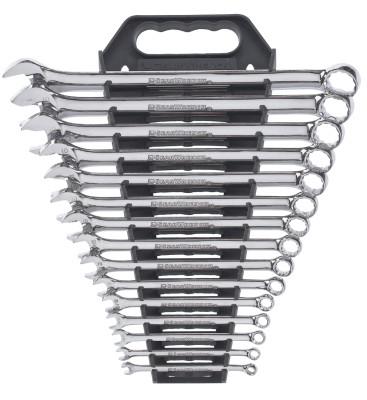 Apex Tool Group 15 Pc Long Pattern Combination Wrench Sets, 12 Point, Inch, V-Rack, 81901