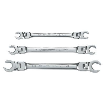 Apex Tool Group 3 Piece Flex Flare Nut Wrench Set, SAE, Polished Chrome, 81914