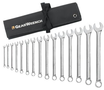 Apex Tool Group 15 Pc Long Pattern Combination Wrench Sets, 12 Point, Inch, Vinyl Roll, 81918