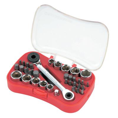 Apex Tool Group 35 Piece Micro-Driver Ratcheting Wrench Set, Sockets-1/4";Bits-1/4", 5/16, 6 Pt, 85035
