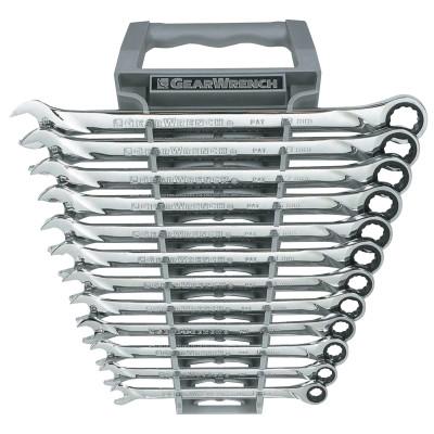 Apex Tool Group 12 Pc XL Combination Ratcheting Wrench Sets, 12 Point, Metric, 85098