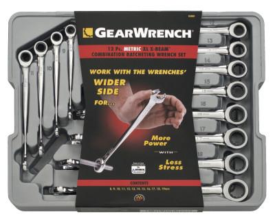 Apex Tool Group 12 Pc. XL X-Beam Combination Ratcheting Wrench Sets, Metric, 85888