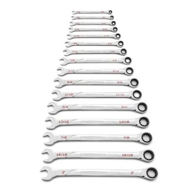 Apex Tool Group 120XP Combination Wrench Sets, 6; 12 Points, SAE, Chrome, 16 Pc., 86451