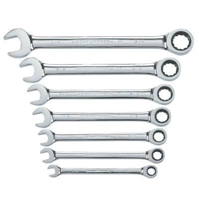 Apex Tool Group 7 Piece Combination Ratcheting Wrench Sets, SAE, 9317