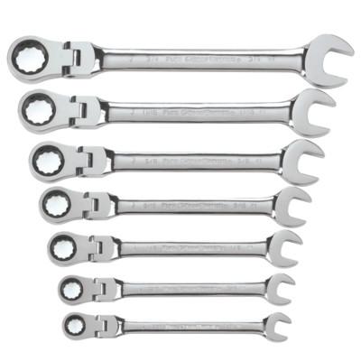 Apex Tool Group 7 Pc. Flex Combination Ratcheting Wrench Set, Inch, 9700