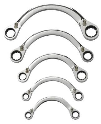 Apex Tool Group 5 Pc. Half Moon Reversible Double Box Ratcheting Wrench Sets, Metric, 9850