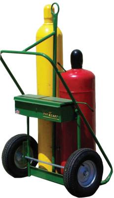 Saf-T-Cart™ 400 Series Carts, Holds 2 Cylinders, 9.5"-12.5" dia., 16" Pneum.Wheels, 62" H, 552-16
