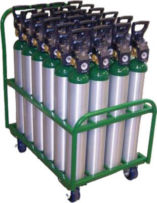 Saf-T-Cart™ Medical Series Carts, Holds 24 D or E Cylinders, Polyurethane Wheels, MDE-24