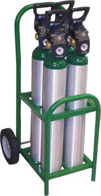 Saf-T-Cart™ Medical Series Carts, Holds 4 D/E Cylinders, 8" Semi-Pneumatic, Steel Wheels, MDE-4