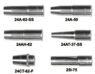 Esab Welding 25 Series Nozzles, Coarse Thread, 1/8 in. Tip Recess, 3/4 in, For No. 5 Gun, 1250-1430