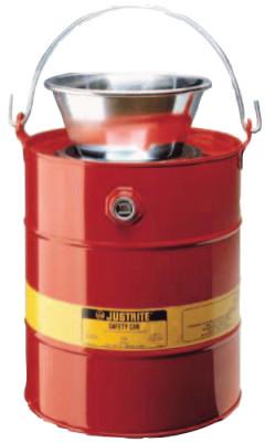 Justrite Drain Cans, Flammable Waste Can, 3 gal, Red, Funnel, 10903