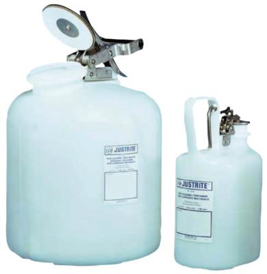 Justrite Self-Close Corrosive Containers for Laboratories, Hazardous Liquid, 1 gal, White, 12161