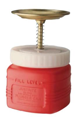 Justrite Plunger Cans, Hazardous Liquid Storage Can, 1 qt, Red, 14018