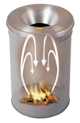 Justrite Cease-Fire® Contoured Waste Receptacle, 30 gal, Aluminum Head, Gray, 26630G