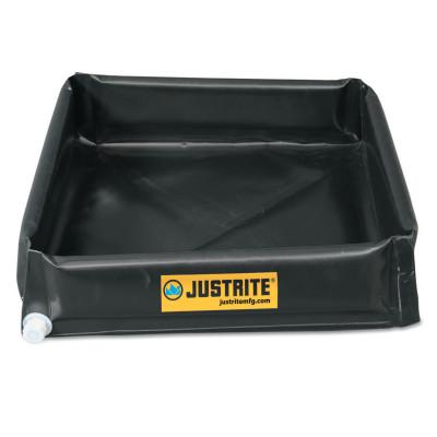 Justrite Mini-Berm Flex Trays, Black, 55 gal, 4 ft x 4 ft, 28444