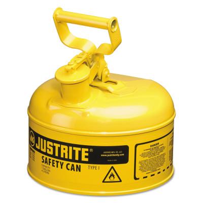 Justrite Type I Steel Safety Can, Diesel, 1 gal, Yellow, 7110200