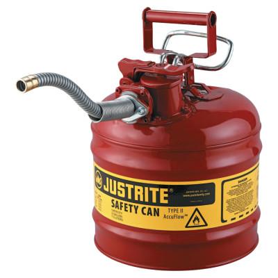 Justrite Type II AccuFlow Safety Cans, Diesel, 5 gal, Yellow, 5/8" Hose, 7250220