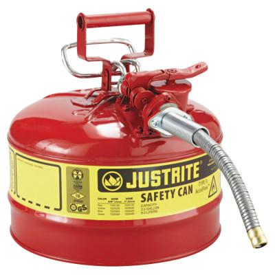 Justrite Type II AccuFlow™ Safety Can,  2-1/2 Gal, Red, Hose, 7225120