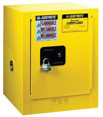 Justrite Yellow Countertop & Compact Cabinets, Manual-Closing Cabinet, 4 Gallon, 890400