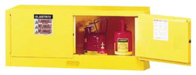 Justrite Yellow Piggyback Safety Cabinets, Manual-Closing Cabinet, 12 Gallon, 891300