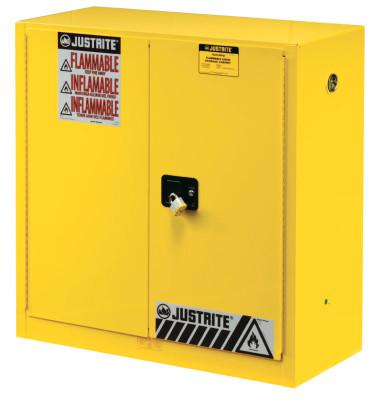 Justrite Yellow Safety Cabinets for Flammables, Self-Closing Cabinet, 45 Gallon, 2 Doors, 894520