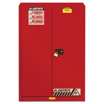 Justrite Safety Cabinets for Combustibles, Manual-Closing Cabinet, 60 Gallon, Red, 894511