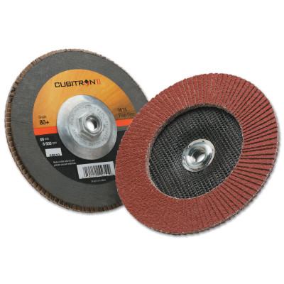 3M™ Cubitron II Flap Disc 967A, 7 in, 80 Grit, 5/8-11 Arbor, 8,600 rpm, Type 27, 051141-55610