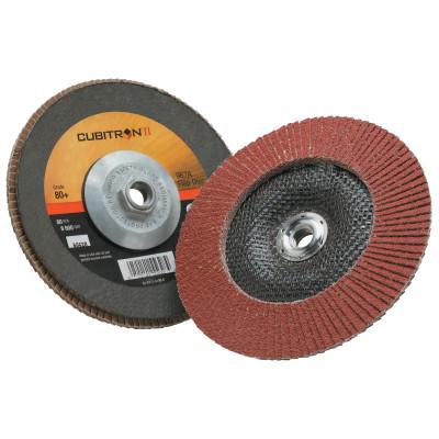 3M™ Cubitron II Flap Disc 967A, 7 in, 80 Grit, 5/8-11 Arbor, 8,600 rpm, Type 29, 051141-55628