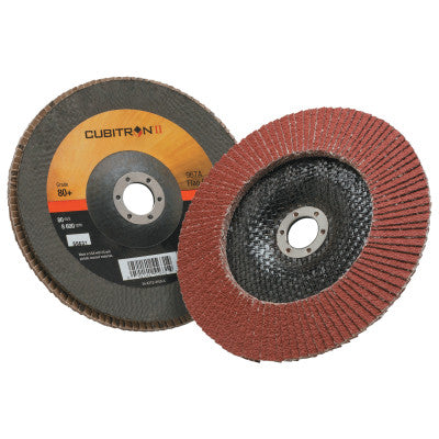 3M™ Cubitron II Flap Disc 967A, 7 in, 80 Grit, 7/8 in Arbor, 8,600 rpm, Type 29, 051141-55631