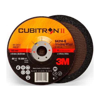 3M™ Cubitron II Depressed Center Grinding Wheels, Ceramic, 6 in Dia, 7/8 in Arbor, 076308-64314