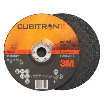 3M™ Cubitron™ II Depressed Center Grinding Wheel, 6-in x 1/4-in Thick, 5/8-in -11 Arbor, Quick Change, Type 27, 076308-64318