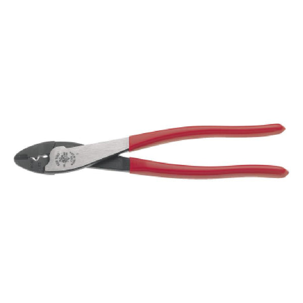 Klein Tools Crimper/Cutter, 9.75 in L, 10 AWG to 22 AWG Insulated/Non-Insulated Terminals, Red Plastic-Dipped Handle, 1005