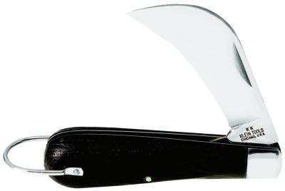 Klein Tools Electrician's Pocket Knife, 2 5/8", High Carbon Blade, Woodgrain Plastic, Black, 1550-4