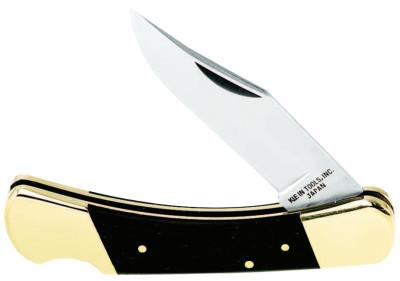 Klein Tools Sportsman Knives, 3 1/2 in,  Stainless Steel Blade, Wood, Black/Tan, 44036