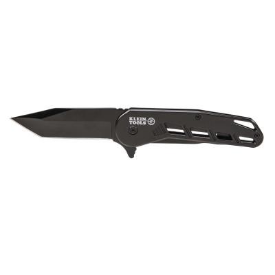 Klein Tools Bearing-Assisted Open Pocket Knife, 3.4 in Blade, Black, 44213