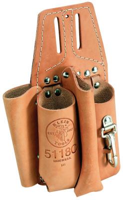 Klein Tools Pliers, Ruler, Screwdriver and Wrench Holders, 4 Compartments, Leather, 5118C