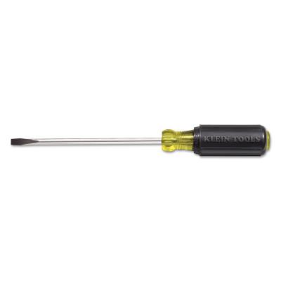 Klein Tools Heavy-Duty Slotted Cabinet-Tip Cushion-Grip Screwdrivers, 1/4 in, 14 11/32 in L, 605-10