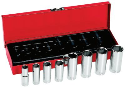 Klein Tools Deep Socket Sets, 3/8 in, 6 Point, 65502