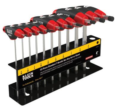 Klein Tools Journeyman T-Handle Hex Key Sets, 10 per set, Hex Tip, Inch, 4 in Blade, JTH410E