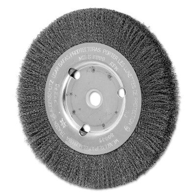 Advance Brush Narrow Face Crimped Wire Wheel Brush, 6 D x 5/8 W, .008 Carbon Steel, 8,000 rpm, 80039