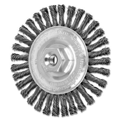 Advance Brush Stringer Bead Twist Knot Wheel, 4 D x 3/16 W, .02 Carbon Steel, 1/2 in-13 Arbor, 82187