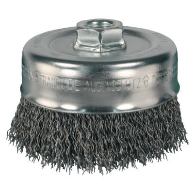 Advance Brush Crimped Cup Brush, 2 3/4 in Dia., 5/8-11 Arbor, 0.014 in Carbon Steel Wire, 82243P