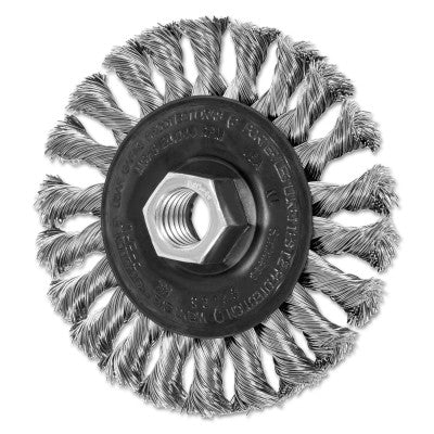 Advance Brush Full Cable Twist Knot Wheel, 4 D x 3/8 W, .014 in Stainless Steel, 20,000 rpm, 82295