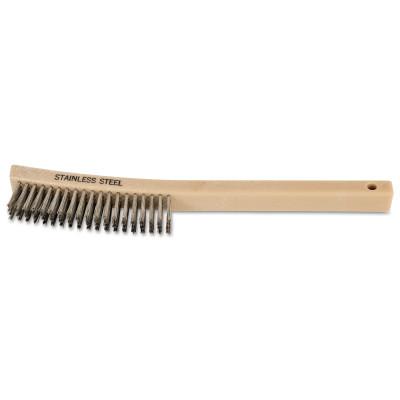 Advance Brush Curved Handle Scratch Brushes, 13 3/4 in, 4 X 19 Rows, SS Wire, Plastic Handle, 85018