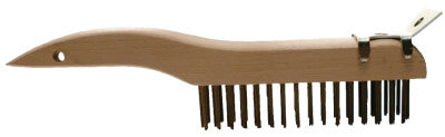 Advance Brush Shoe Handle Scratch Brushes, 10 1/4", 4X16 Rows, Carbon Steel Wire, Wood Handle, 85034