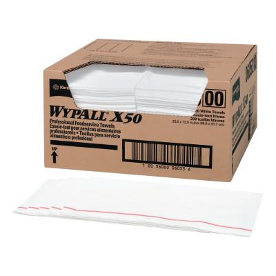 Kimberly-Clark Professional WypAll X50 Foodservice Towels, 1/4 Fold, 23 1/2 x 12 1/2, White, 06053