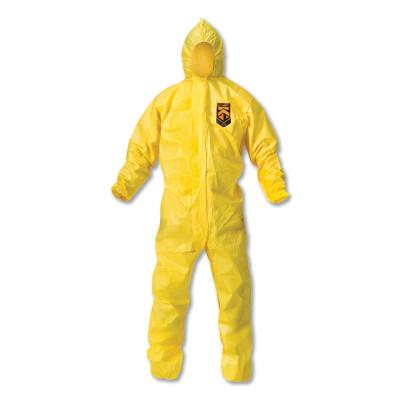 Kimberly-Clark Professional KLEENGUARD A70 Chemical Splash Protection Coveralls, Yellow, L, Hood, 09813