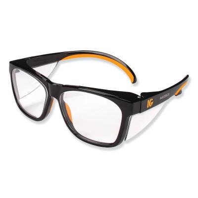 Kimberly-Clark Professional KLEENGUARD™ MAVERICK™ Safety Glasses, Clear Anti-Glare Lens, Black/Orange Frame, 49312