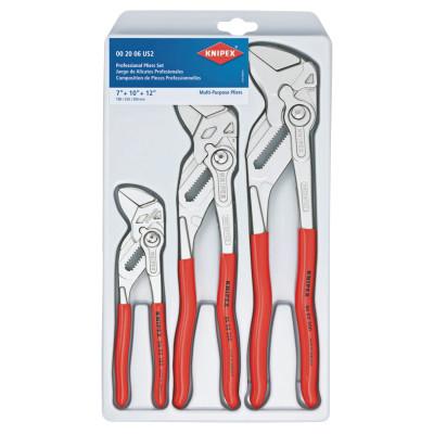 Knipex 3-Piece Plier Wrench Set, 7 in, 10 in, 12 in Lengths, Chrome Vanadium, 002006US2