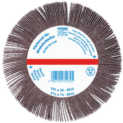 Pferd Angle Grinder Flap Wheels, 4 1/2 in x 3/4 in, 120 Grit, 13,300 rpm, 45755